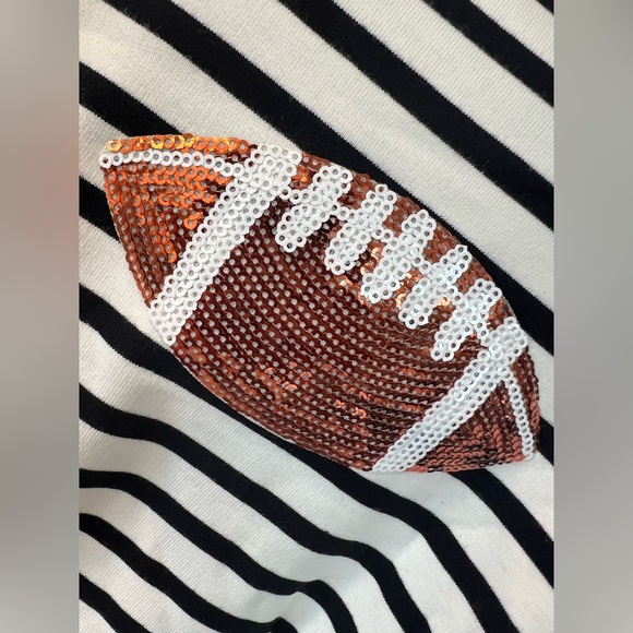 Cutest sequin football striped pullover S M L XL - Picture 5 of 5